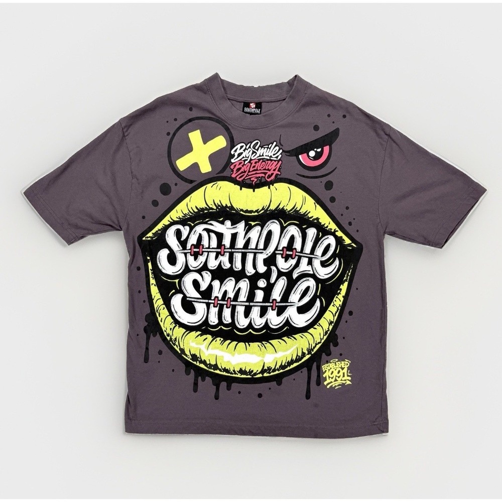 Southpole Graphic T Shirt Men's M Big Smile Big Energy Streetwear Y2K Urban